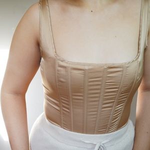 Beige corset bodysuit top